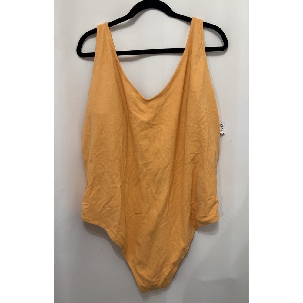 Women’s Plus Orange One Piece Swimsuit V-Neck Lined 4XL